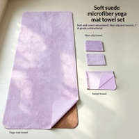 Ensemble de trois serviettes pour tapis de yoga - Fabriquées en daim ultra-fin de 1,5 mm, séchage rapide, antidérapantes, logo personnalisable