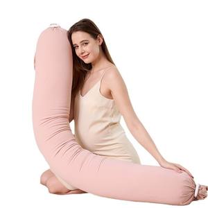 Oreiller pour femmes enceintes en pur coton avec rembourrage en micro-particules EPS, réglable, pour la protection abdominale et lombaire, type bonbon, pour dormir sur le côté - Product Image 5