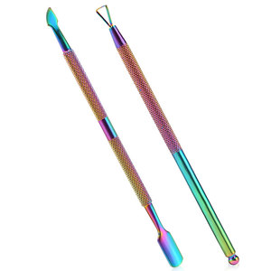 High Quality 2 PCS Multi Color Cuticle Pusher for Cleaning Shaping and Removing Dead Stainless Steel <b>Nail</b> <b>Tools</b> Cuticle Pusher - Product Image 1