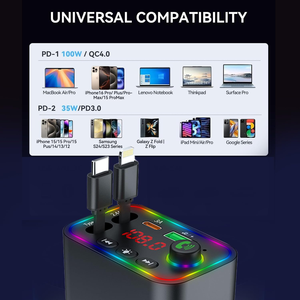 Meilleures ventes d'<span class=keywords><strong>Amazon</strong></span>, chargeur de <span class=keywords><strong>voiture</strong></span> sans fil 120W avec écran numérique, super charge rapide, transmetteur FM USB 5.3, téléphones mobiles - Product Image 6