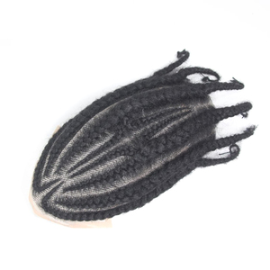 Parrucca da uomo con 8 trecce cornrow, base in pizzo intero, protesi capillare maschile, trecce all'uncinetto, parrucche in pizzo, sistemi di capelli umani per uomini neri - Product Image 6