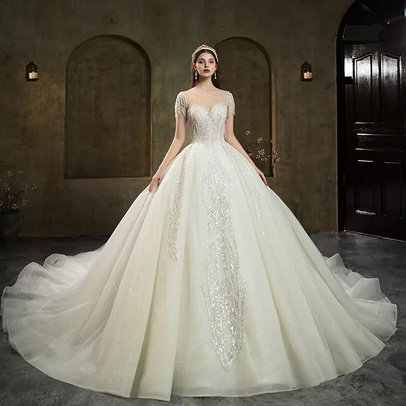 2022 gelin düğün elbisesi hamile elbisesi photoshoot fransız rhinestone aplike beyaz pullu tren basit düğün elbisesi