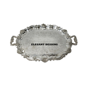 Classic Stylish Brass Serving Tray New Arrival Handmade Best Serving Platter Top Quality Decorative Brass Serving Dish - Product Image 5
