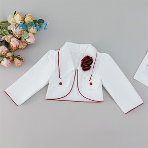 Set di Abbigliamento Principessa in Pizzo per Bambine, Elegante Giacca Rossa e Vestito da Compleanno per 4-8 Anni, Completo per Feste con Fiori, Abito da Cerimonia per Bambini - Product Image 5