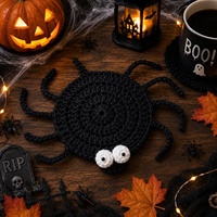 Sous-verres en crochet faits main pour Halloween, motifs citrouille, fantôme, monstre, tapis thermique, décoration de table pour festival, modèle Chine GZ