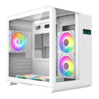 AntarcChill New Full View Mini-ITX Gaming Computer Case Three Side Panels Tempered Glass With Temperature Display PC Case