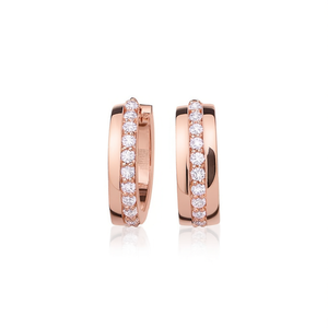Boucles d'oreilles en or rose E2948 avec diamants ronds taille brillant, couleur G, diamants naturels, classiques pour femmes, à porter au quotidien - Product Image 1