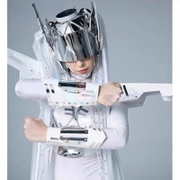 Costume de scène de danse sur le thème du robot GOGO AI avec éclairage LED cyber pour les boîtes de nuit