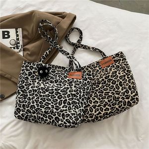 2022 Newest <b>Large</b> Capacity <b>Canvas</b> Handbag Western Leopard Print Fashionable Casual Preppy Shoulder <b>Bag</b> Dual Portable Lady - Product Image 1