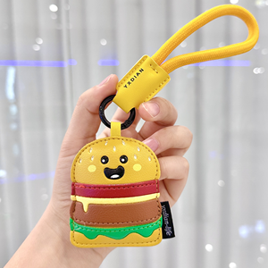 Llavero de Cuero PU con Diseño de Dibujos Animados, Miniatura de Comida como Donut, Pizza, Hamburguesa, Llavero de Lujo con Simulación de Comida de Cocina, Anillos para Llaves - Product Image 2