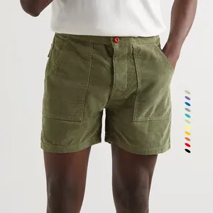 Custom Casual Cotton Straight Leg Corduroy Shorts With Patch Pockets