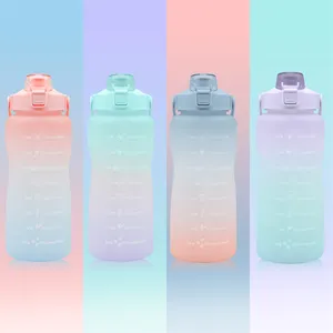 Plastic Bottles With Plastic 2000ml Sports Gallon Plastic 2l Motivational Water Bottles With Time Marker