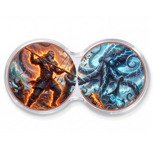 Pièce de monnaie de défi ronde en cuivre fin .999 de 1 oz, imprimée UV, thème Poseidon contre <span class=keywords><strong>le</strong></span> géant Kraken, bataille en haute mer - Product Image 1