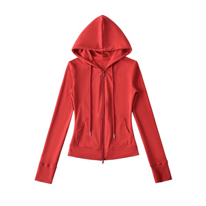 Jaqueta Cardigã Feminina Spice Girls Fina e Elegante com Capuz e Gola Alta, Forro de Inverno, Cordão Ajustável, Cor Sólida, Estilo Coringa - Product Image 3
