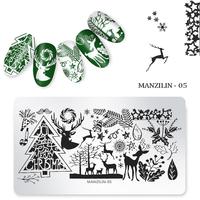 Plaque de tamponnage rectangulaire B2175 motif flocon de neige de Noël pour ongles, modèle de transfert pour nail art, outils d'impression pour manucure