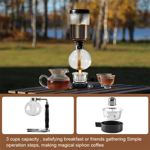 Sifón de Café CAFEMASY con Mango de Madera, Sifón de Café Espresso, <span class=keywords><strong>Cafetera</strong></span> de <span class=keywords><strong>Metal</strong></span> para 3 Tazas - Product Image 6
