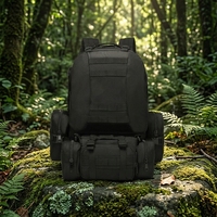 Sac à dos tactique de chasse en plein air personnalisé Oxford Camouflage 55L avec cadre interne, fermeture éclair, imperméable et système Molle