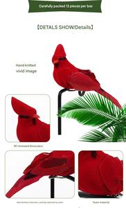 Noel dekorasyon kırmızı ayakta kardinal yapay tüy kuş - Product Image 6