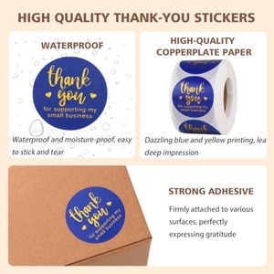 Customized <b>logo</b> <b>Sticker</b> Label Gold Foil Stamping Labels for Packaging Round Thank You <b>Stickers</b> for Small Business Greeting Cards - Product Image 4