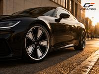 Jantes en alliage forgé CF 5x130 compatibles avec 911, 5 trous, noir, face usinée argentée, concave profond, jantes sport