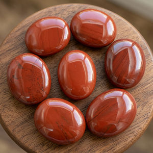 Pierre de jaspe rouge naturel ovale pour la paume de la main |   Pierre de méditation en cristal poli à la main, écologique et apaisante |   Méditation Reiki Feng Shui pour la maison - Product Image 1