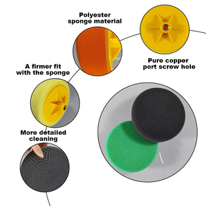 Éponge de polissage <span class=keywords><strong>plate</strong></span> pour voiture de 6 pouces, en forme de roue, tampon de polissage en mousse pour le detailing automobile avec support M14, fabriqué en Chine - Product Image 4