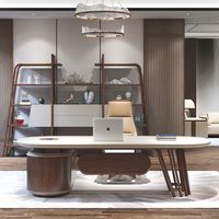 Nouveau modèle de bureau de direction GoKeng, ensemble de bureau en forme de L, design classique moderne, panneau en mélamine, bois