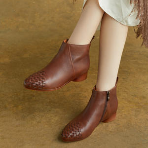 Botines de PU con Cordones, Estilo Retro, Punta Abierta, Tacón Bajo, Hechos a Mano, Tacón Cuadrado, Antideslizantes, Secado Rápido, Moda de Verano - Product Image 1