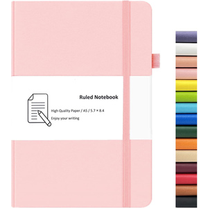 Free Samples Custom Promotional <b>A5</b> Business Lined PU Leather Hardcover Organizer/Planner <b>Notebooks</b> Logo Sewing Binding for Gift - Product Image 1