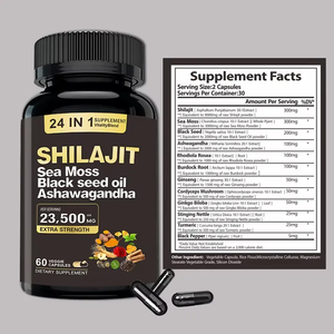 Vitahoalthy 2025 Top OEM/ODM Pure Shilajit Capsule 24 en 1 con aceite de semilla negra de musgo marino Ashwagandha Support Body Health Shilajit - Product Image 2