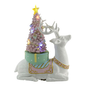 กวางเรซิ่นเรืองแสงหลากสีพร้อมต้นไม้หมุนและเสียงเพลง ของตกแต่งคริสต์มาสสำหรับวางบนโต๊ะ ใช้ภายในอาคาร - Product Image 2