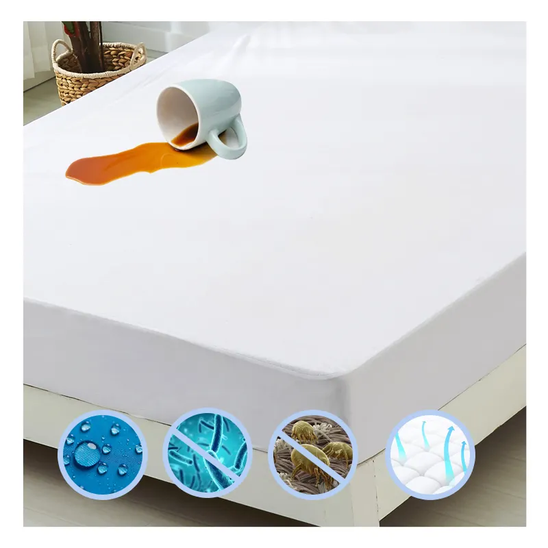 microfiber waterproof bed bug proof antibacterial mattress protector noiseless queen size water proof bed mattress cover