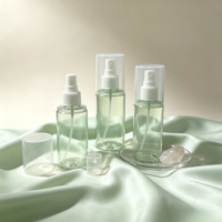 Flacon pulvérisateur de voyage à double bouchon et compartimentation, 100ml, 120ml, 150ml, 200ml, pour brume fine, hydratante, parfum et alcool