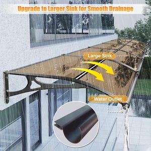 Tettoia in Policarbonato con Telaio in Alluminio <span class=keywords><strong>per</strong></span> Villa, Balcone, Terrazza, Giardino, <span class=keywords><strong>Porta</strong></span>, Pensilina <span class=keywords><strong>Esterna</strong></span> Impermeabile - Product Image 3