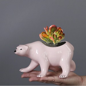 Mini jardinière succulente en céramique faite à la main <span class=keywords><strong>pour</strong></span> ours polaire Pot de fleur artisanal d'art unique <span class=keywords><strong>pour</strong></span> jardinage à la maison <span class=keywords><strong>idée</strong></span> <span class=keywords><strong>cadeau</strong></span> - Product Image 4