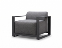 Fauteuil d'extérieur en aluminium avec coussin en tissu pour usage hôtelier - Écologique, durable, résistant à la rouille, lavable, siège individuel