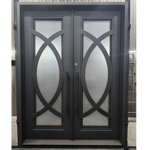 Portes d'entrée pour maisons Portes intérieures modernes pour maisons Porte large en acier avec verre transparent - Product Image 1