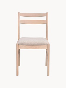 Sedia da Pranzo Moderna in Rovere Bianco Massiccio con Schienale Ergonomico Curvo, Finitura Laccata Bianca, Seduta in Tessuto, Set di 2 Senza Montaggio - Product Image 3