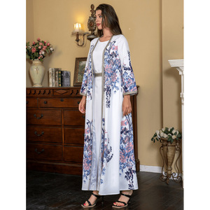 Abaya de Lujo con Cuentas Estampadas, Vestido de <span class=keywords><strong>Dos</strong></span> Piezas Holgado y Ajustado para Mujer Musulmana, Ideal para Ramadán y Banquetes - Product Image 3