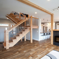 Villa duplex personnalisée de luxe léger avec escalier en bois massif, loft intérieur, maison auto-construite intégrale et double escalier en verre