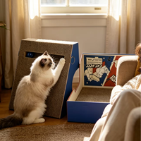 Griffoir pour chat avec boule en métal pour l'auto-entretenissement, lit pour chat en carton écologique