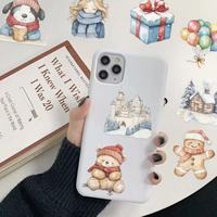 50 pegatinas impermeables de invierno con diseño de dibujos animados para mascotas, decoración DIY para fundas de teléfono, cuadernos y vasos.