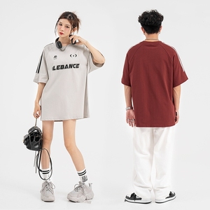 Nouveau T-shirt unisexe vintage en coton tricoté respirant à manches amples avec logo personnalisé imprimé style Hip Hop pour homme et femme - Product Image 5