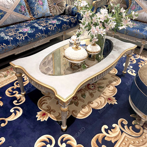 Set di Divani di Lusso in Stile Classico Francese, Tessuto Italiano, Legno Massello Intagliato a Mano, Foglia d'Argento e Oro, Divano a 7 Posti per Soggiorno - Product Image 6