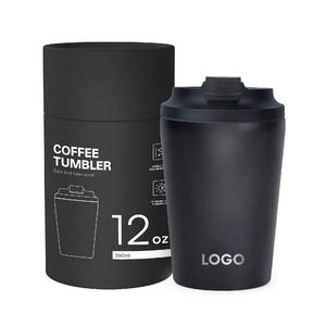 Reusable 304 Stainless Steel <b>Double</b> <b>Wall</b> Vacuum Insulated Coffee Mug Cork Bottom Lid 6-12 Hours Thermal Insulation BPA Free LED - Product Image 1
