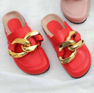 Nuove <span class=keywords><strong>Ciabatte</strong></span> da Donna <span class=keywords><strong>con</strong></span> <span class=keywords><strong>Catene</strong></span> Metalliche, Stile Europeo e Americano, Mezze <span class=keywords><strong>Ciabatte</strong></span> alla Moda, Casual e Comode - Product Image 2