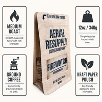 Sachet en papier kraft pour grains de café, en pâte vierge, avec valve de dégazage, finition mate, pour fraîcheur et torréfaction spécialisée