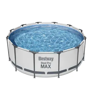 Bestway 56418 3.66m x 1m游泳池地上金属框架家庭游泳池圆形框架游泳池组，泵容量9150L
