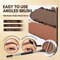 Crema de Cejas 2 en 1 de Terciopelo Mate de Dos Colores, Resistente al Agua y al Sudor, de Larga Duración, a Prueba de Manchas, Natural, con Cepillo para Cejas 3D