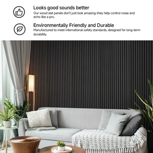 Panneaux acoustiques Akupanel en bois plaqué MDF noir à forte absorption acoustique pour hôtel moderne HAORAN - Product Image 4